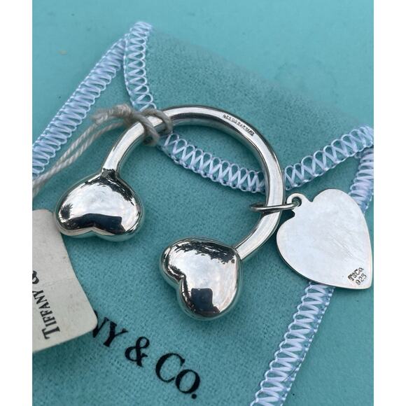 Vintage Tiffany Co. Sterling Silver Puffy Heart Ball Screwball Key Ring Keychain - Picture 9 of 16